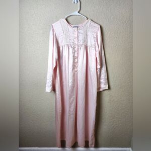 Vintage Christian Dior Lace Long Sleeve Night Gown Pink Size M New